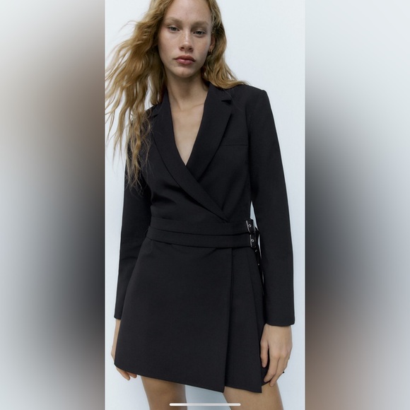 Zara Box Pleat Blazer Dress in Dark Gray 8664/338 (Brand New. Size L but fits M) - Picture 6 of 8